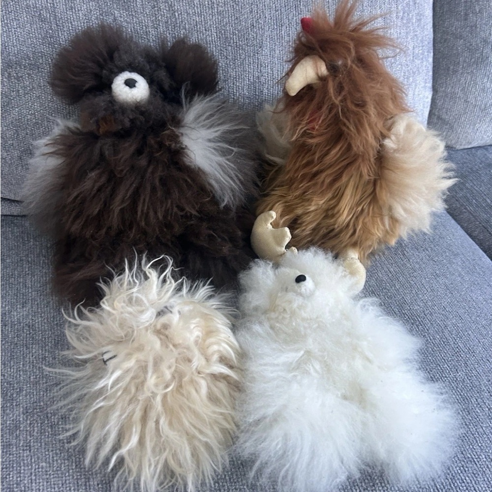alpaca fur stuffed animal lot of 4 teddy bears